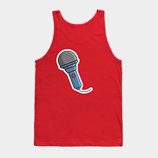 Microphone Sticker for broadcast and show vector illustration. Technology object icon concept. Musical element for singing sticker design logo. Tank Top